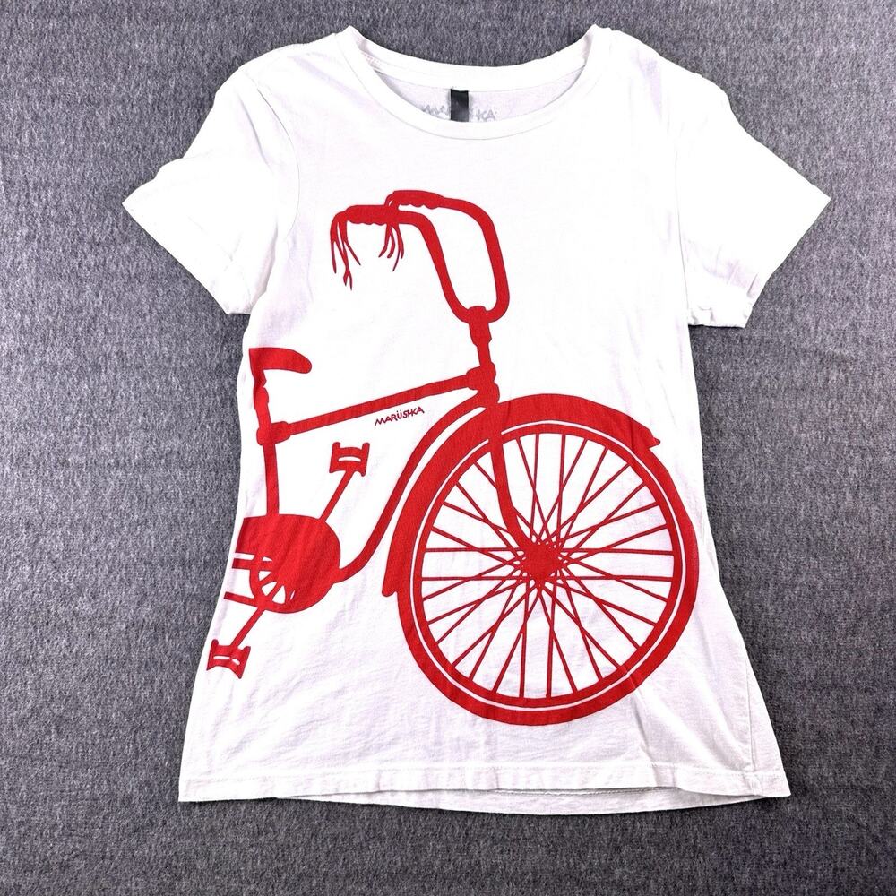 Marüshka Bicycle Top Art-to-Wear 100% Cotton T-shirt Hand printed Women’s M